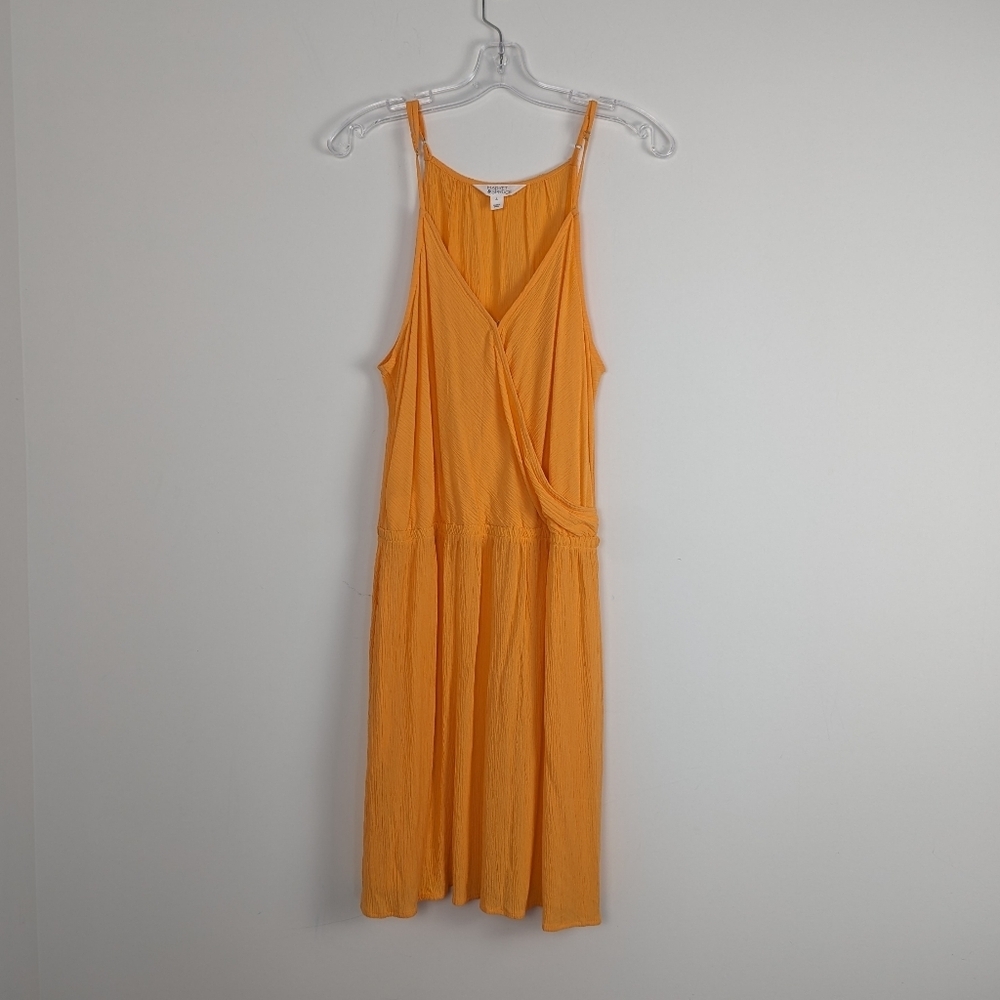 Market & Spruce Mustard Yellow Orange Textured Midi Dress - Size L Drop Waist